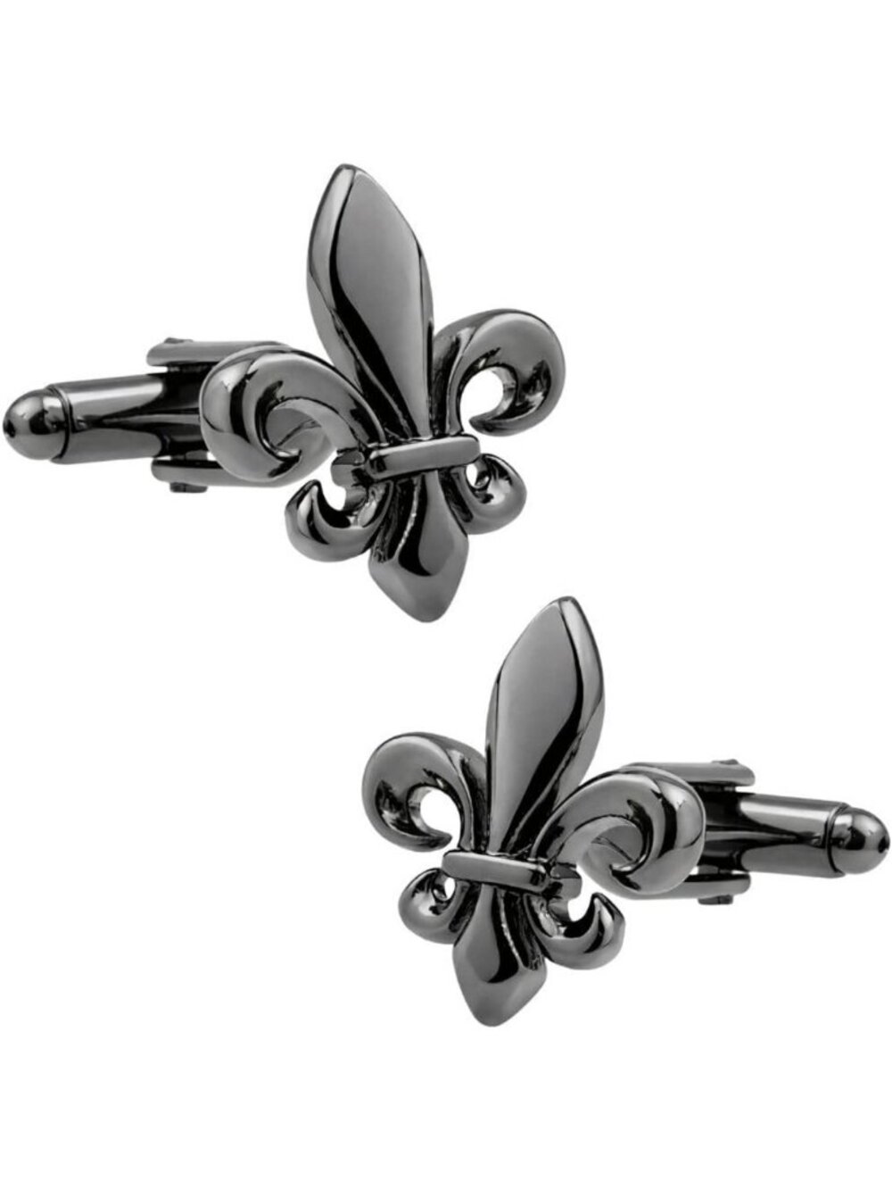 Stylish Black and Gold Fleur-de-Lis Cufflinks for Men - Elegant Formal Accessory
